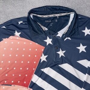 Walter Hagen Mens XL Golf Polo Shirt 11‎ Stars Stripes American Flag Red Blue